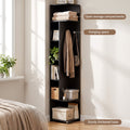 Artiss Corner Bookshelf 6-Tier Shelving with Coat Rack Black