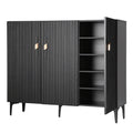 Artiss Shoe Cabinet Fluted Style 25 Pairs Shoe Storage Cupboard Black