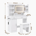 Artiss Dressing Table Vanity Desk Set Stool LED Charging Station White