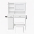 Artiss Dressing Table Vanity Desk Set Stool LED Charging Station White