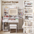 Artiss Dressing Table Vanity Desk Set Stool LED Charging Station White