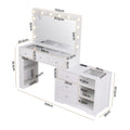 Artiss Dressing Table Mirror Charging Station Glass Top Makeup Vanity Desk RGB Cabinet Storage Drawers Hairdryer Holder White