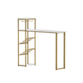 Artiss Bar Table Dining Storage Wine Rack Gold Kitchen Office Desk