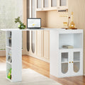 Artiss Extendable Bar Table Wine Rack Storage Cabinet Dining Desk