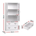 Artiss Buffet Sideboard Cabinets X2 180cm Hutch Storage Kitchen Clear Door White