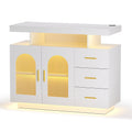 Artiss Buffet Sideboard Cabinet LED Clear Door White Kitchen Storage