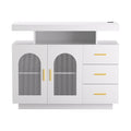 Artiss Buffet Sideboard Cabinet LED Clear Door White Kitchen Storage