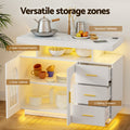 Artiss Buffet Sideboard Cabinet LED Clear Door White Kitchen Storage