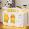 Artiss Buffet Sideboard Cabinet LED Clear Door White Kitchen Storage