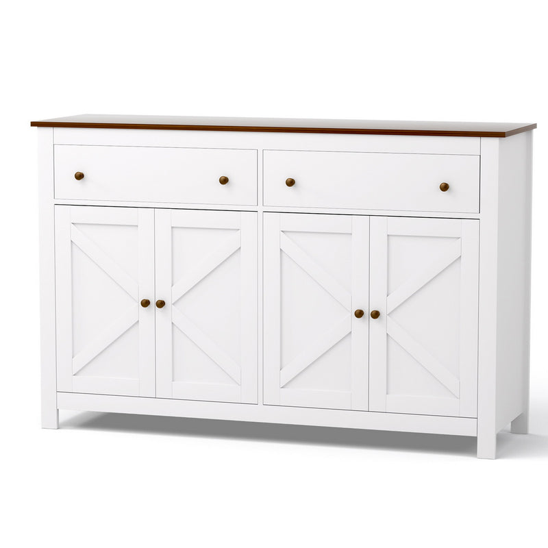 Artiss Sideboard 140cm 2 Drawer Storage Cabinet White Kitchen Cupboard