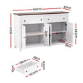 Artiss Sideboard 140cm 2 Drawer Storage Cabinet White Kitchen Cupboard