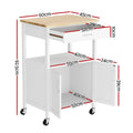 Artiss Kitchen Island Trolley 60cm Rolling Cart Storage Drawer Cupboard
