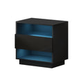 Artiss LED Bedside Table 2 Shelves Black