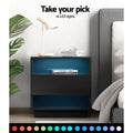 Artiss LED Bedside Table 2 Shelves Black