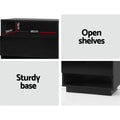 Artiss LED Bedside Table 2 Shelves Black