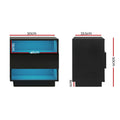 Artiss 2x Bedside Table LED Light 2 Shelves Black