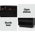 Artiss 2x Bedside Table LED Light 2 Shelves Black