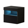 Artiss Bedside Table LED Black 2 Drawer Storage