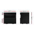 Artiss Bedside Table LED Black 2 Drawer Storage