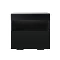 Artiss Bedside Table LED Black 2 Drawer Storage