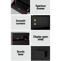 Artiss Bedside Table LED Black 2 Drawer Storage