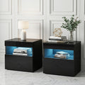 Artiss Bedside Table LED 2x Black