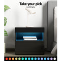 Artiss Bedside Table LED 2x Black