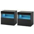 Artiss Bedside Table LED 2x Black