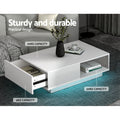 Artiss Coffee Table LED Lights White