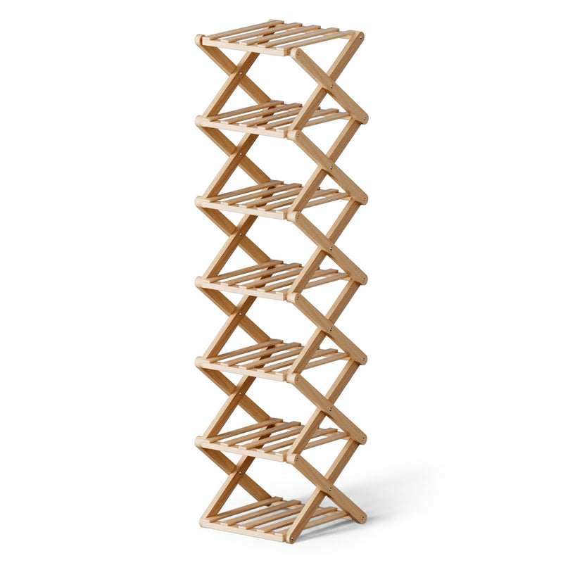 Artiss 7 Tier Bamboo Shoe Rack Foldable Organizer Entryway