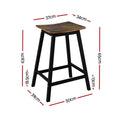 Artiss Bar Stools Set of 2 Kitchen Counter Stools Wooden Industrial Rustic Brown