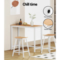 Artiss Bar Stools 2 Wooden Chairs Oak Seat Kitchen