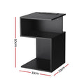 Artiss Bedside Table 2 Shelf S-Shape Charging Station Black