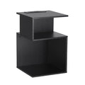 Artiss Bedside Table 2 Shelf S-Shape Charging Station Black