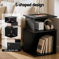 Artiss Bedside Table 2 Shelf S-Shape Charging Station Black
