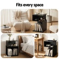 Artiss Bedside Table 2 Shelf S-Shape Charging Station Black