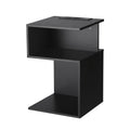 Artiss Bedside Table 2 Shelf S-Shape Charging Station Black