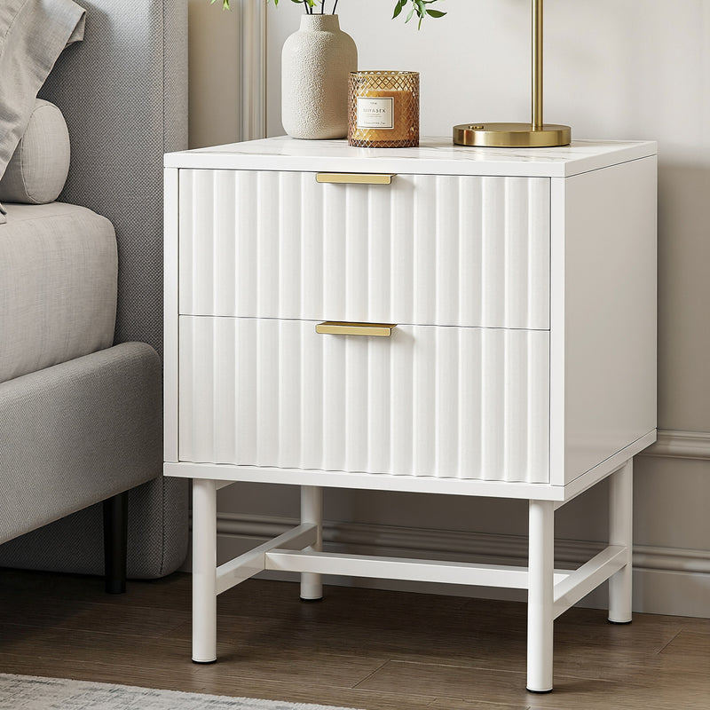 Artiss Bedside Table 2 Drawer White