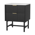 Artiss Bedside Table 2 Drawer Black 50cm