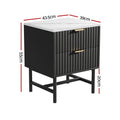 Artiss Bedside Table 2 Drawer Black 50cm