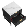 Artiss Bedside Table 2 Drawer Black 50cm