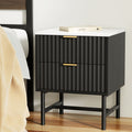 Artiss Bedside Table 2 Drawer Black 50cm
