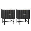 Artiss Bedside Table 2 Drawer Black Pair 2x