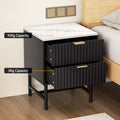 Artiss Bedside Table 2 Drawer Black Pair 2x