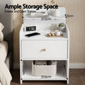 Artiss Bedside Table Drawer Charging Station White