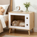 Artiss Cat Nest Bedside Table 60cm Solid Wood