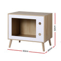 Artiss Cat Nest Bedside Table 60cm Solid Wood