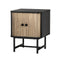 Artiss Bedside Table Black Sliding Doors Storage Nightstand