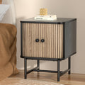 Artiss Bedside Table Black Sliding Doors Storage Nightstand
