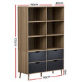 Artiss Bookshelf 4 Drawer Oak Blue Storage Organiser Unit
